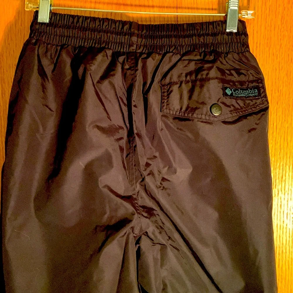 Columbia M heavy woven black ripstop nylon wind rain pants elastic drawstring
